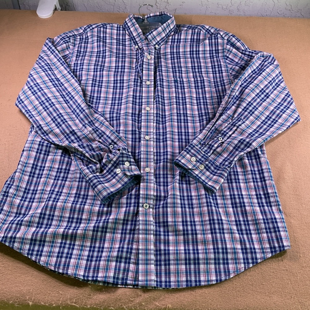 IZOD Mens Premium Essentials Plaid Button Down Shirt XL Blue Purple 45GW006488